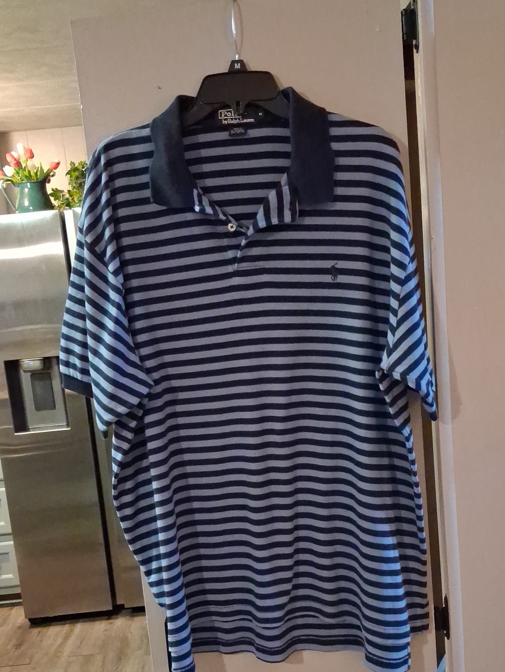 Polo by Ralph Lauren Navy and Light Blue Striped Men’s Polo
